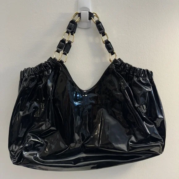 New- Anine Bing Kate Bag in High-Shine Black - Picture 8 of 11